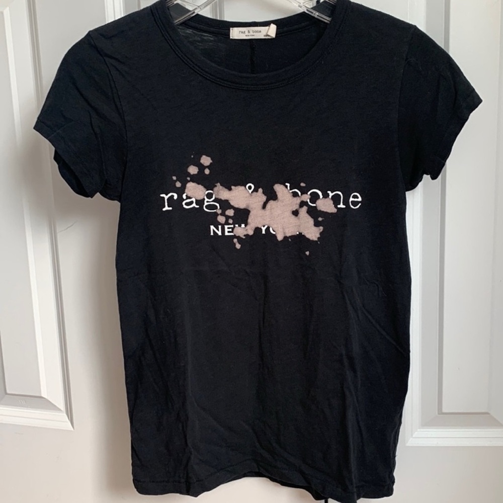 Rag & Bone Logo Graphic Bleach Splatter Bleached Tee